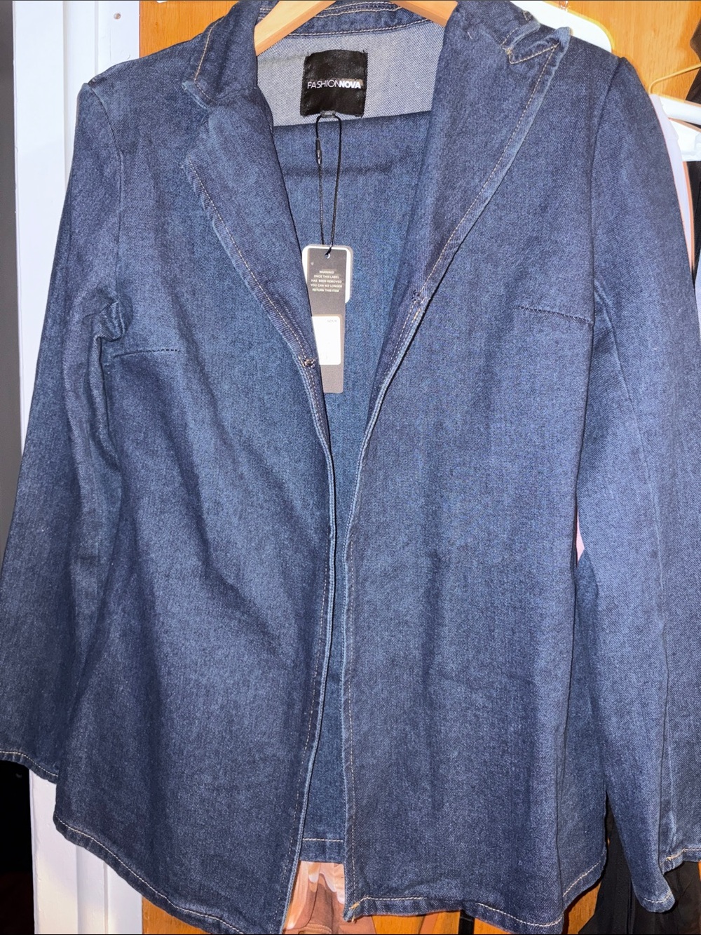Fashion Nova Dark Blue Wide-Leg Denim and jacket set - Picture 8 of 8